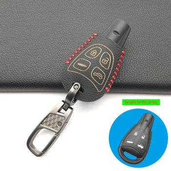 100% Kůže Kůže Klíče od Auta Pouzdro Pro SAAB 9-3 9-5 93 95 4 tlačítka Dálkového Smart Key Fob Kryt