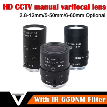 2.8-12 mm 5-50 mm 6-60 mm HD Megapixel CS Varifokální Zoom Objektiv Ohnisko Manuální IR CCTV Objektiv pro Bezpečnostní CCTV box Kamera