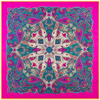 2021 Nové Paisley Hedvábí Twill Šátek Print Ženy Hidžáb Značky Šátek Bandana 100cm Luxusní Značky Náměstí Šátky Slečno Fulárových Turban