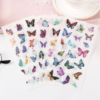 6 Ks / Balení PVC Transparentní Samolepky, Krásný Motýl Dekorace Album Tenké dětské Ložnice Samolepky Dekorace