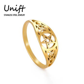 Unift Pentagram Hvězda Prsten pro Ženy, Muže Wicca Prsten Vintage Šperky Celtics Uzel z Nerezové Oceli, Prsteny, Doplňky, Svatební Kapela