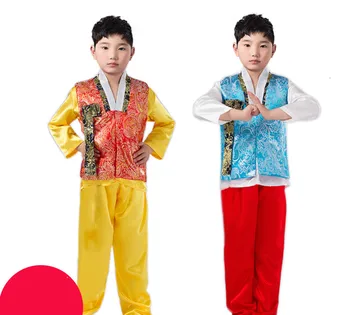 V létě Děti korejský Národní Kroj Mužský Tradiční korejský Hanbok 3 KS Děti Asijské Národní Tradiční korejské Oblečení
