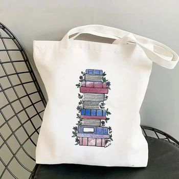 Shopper Květnaté Knihy Kreslené Tištěné Tote Bag ženy Harajuku shopper kabelka dívka Rameno nákupní taška, Plátěnou Tašku Lady