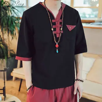 Tradiční čínská oblečení pro muže, mužské Čínský mandarin límec košile halenka wushu kung fu oblečení Čína košile topy Q691