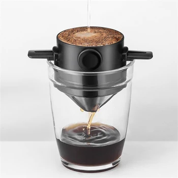 Opakovaně Použitelný Filtr Na Kávu Přenosné Káva Cestovní Hrnek Set Z Nerezové Oceli Ruční Brew Coffee Dripper Skládací Stojan Kávy Dripper