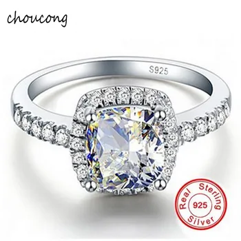 Propagace!! GALAXY 925 Mincovní Stříbro PRSTEN Luxusní 4 Carat CZ Diamond Crystal Snubní Prsteny Pro Ženy VELIKOST US 5 6 7 8 9 10 11 12