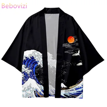 Haori Oblek Plus Velikost S-3XL Volné Japonských Samurajů Harajuku Kimono Svetr Ženy Muži Cosplay Yukata Topy Kalhoty Set Asijské Oblečení