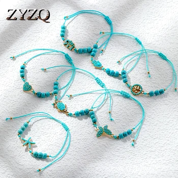 ZYZQ Hot Prodej Modré Tyrkysové Ručně tkané Korálky Butterfly Náramek pro Ženy Jednoduché Exploze Lásky Hvězdice Náramek Šperky