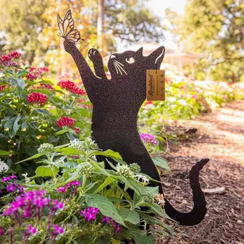 Zahrada Zlobivé Kočku, Sochy, Zahradní Dekorace Vtipné Kovové Cat Sculptures Venkovní Dvoře Zemi Dekorativní Postavy Art Ozdoby