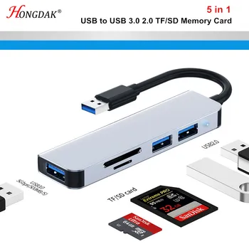 5 v 1 USB Hub dokovací stanice USB Samec na USB 3.0 2.0 Splitter TF SD Memory Card Reader Adaptér Pro Macbook Pro Laptop PC Příslušenství