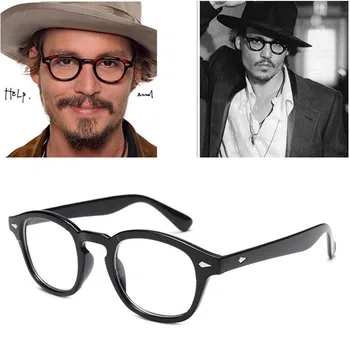 Johnny Depp Brýle Muži Podívaná Rám Lemtosh Styl Brýle Transparentní Objektiv Značky Značkové Počítače Mužské Kolo Vintage