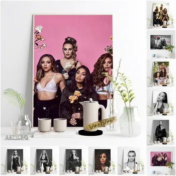 Little Mix Pop Hudební Skupiny Vintage Plakát Umění, Sexy Dívka Fotografie V Černé, Bílé Plátno, Malování Obývací Pokoj Domácí Výzdoba Fanoušky Dárek