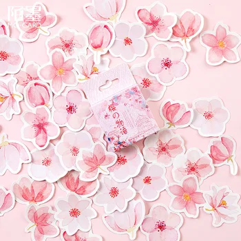 1 Krabice (45 ks) Růžová Sakura Papír Dekorativní Samolepky Deník Kulka Nálepka Dekorace