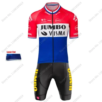 Jumbo Visma Nizozemsko 2022 Cyklistika Skinsuit Kombinézu Manžety Laser Cut Cyklistické Dresy Set Závodu Oblečení Kombinéza MTB Maillot