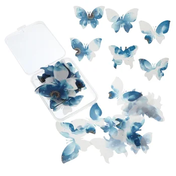 50ks Krásné Motýly Dort Dekor Rýžový Papír, Jedlý Dort Topper Rýžový Papír Dort Zavírače Ornament (Modrá)